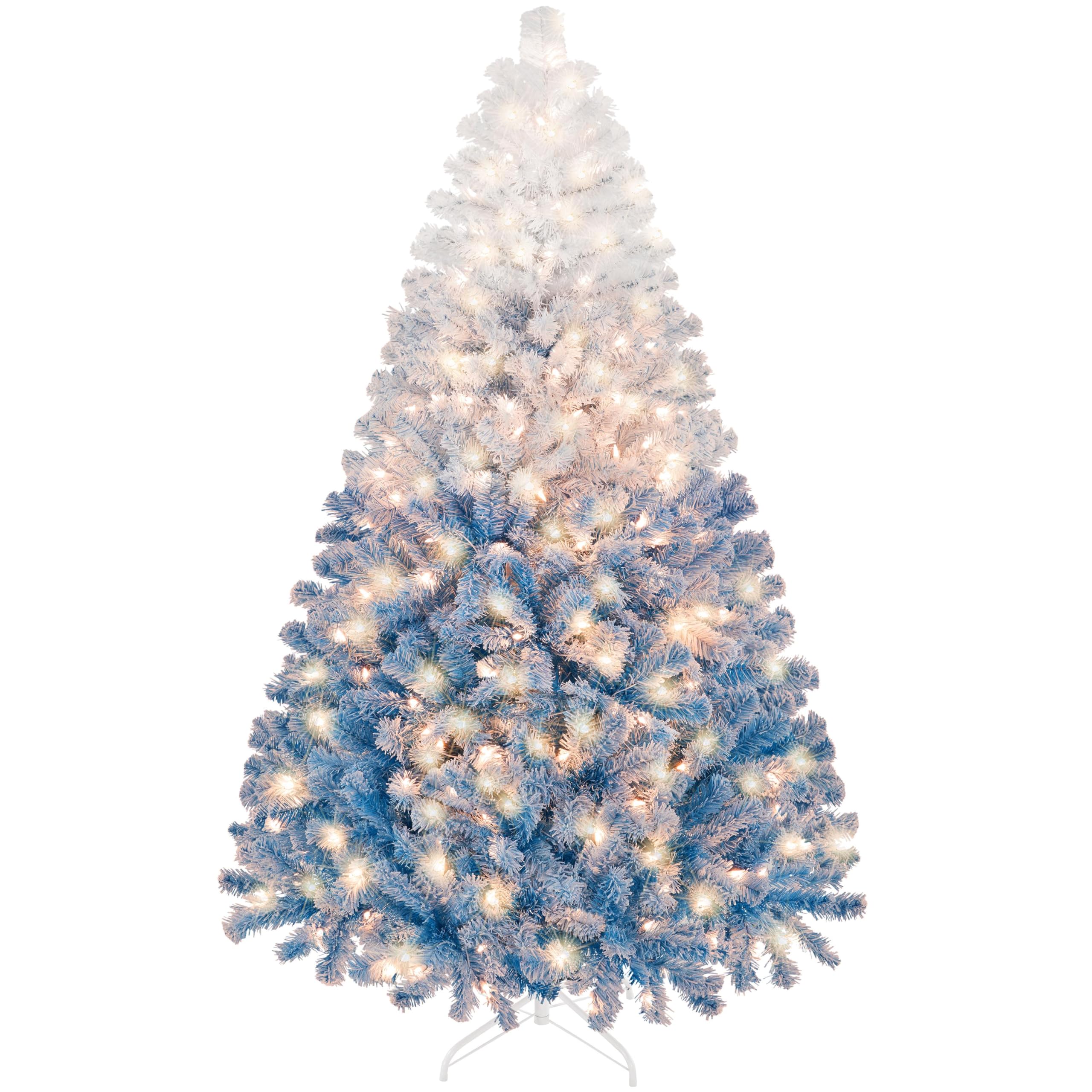 Yaheetech 6ft Pre-lit Artificial Christmas Tree with 250 Incandescent Warm White Lights, Snow Flocked Full Prelighted Xmas Tree